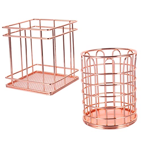 minkissy 2stücke Make-up-pinselhalter Aus Metall Stiftebehälter Für Eyeliner Und Lippenstifte Roségoldener Kosmetikbehälter Für Zuhause Und Büro Aufbewahrungsbox Für Schminktisch von minkissy