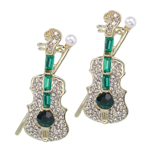 minkissy 2pcs Violine -form -brosche Pin Legierung Rassonstone Brosche Schmuck Süßes Lampennadel Für Frauen Anzug Kleid Schalfeier Outfit von minkissy