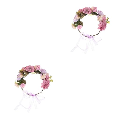 minkissy 2pcs bridal flower headband woman headband bridal headband halo headband Rose Floral Garland hair ties for girls Rose Wreath Garland flower crown garland floral crown flowers roses von minkissy