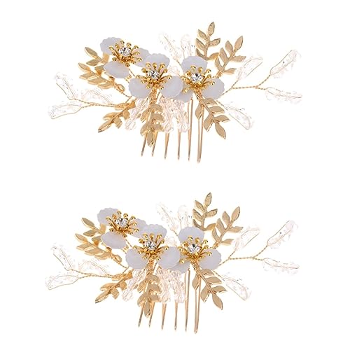 minkissy 2pcs bridal headwear bridal hair accessories wedding headpiece for bride decorative hair clips hair combs for women accessories flower hair clips for women flower bridal side comb von minkissy