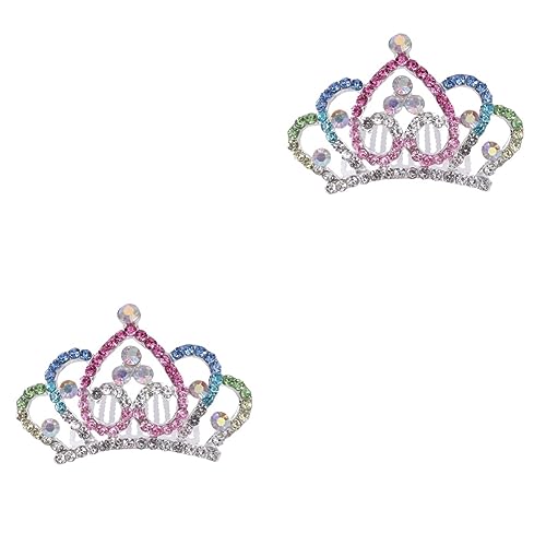 minkissy 2pcs hairpin king headdress girls headband hair claw clips for girls barrettes for girls crown comb girls crown comb hair comb headgear issue card rhinestones Miss von minkissy