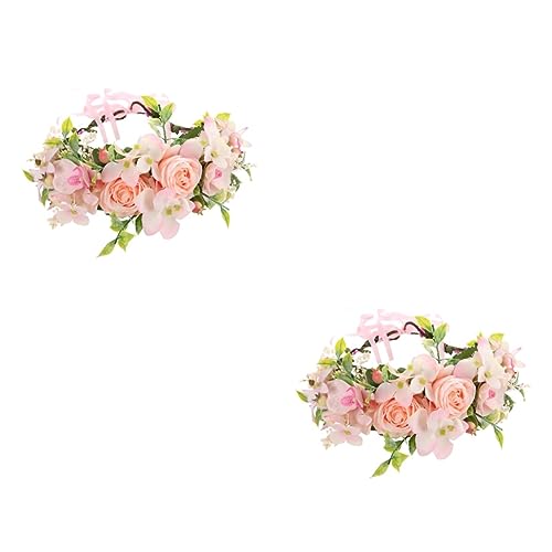 minkissy 2pcs headwear for women hair bands for women hair bride headpieces for wedding floral headdress Hair Wreath hair ties for women bridal rose headwear floral headband Wedding dress von minkissy