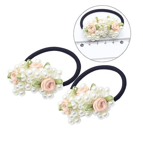 minkissy 2pcs pearl headbands hair ties for girls pearl hair ties hair ponytail scrunchies for girls elastic hair tie flower pearl hair tie pearl ponytail holder Hair ring Small and fresh von minkissy