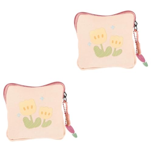 minkissy 2st Aufbewahrungsbeutel Für Damenbinden Etui Für Ohrstöpsel Behälter Für Damenbinden Tamponbehälter Reise-Aufbewahrungstasche Tragbare Damenbindetasche Geldbörse Rosa Segeltuch von minkissy