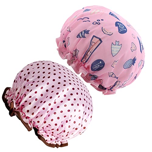 minkissy 2st Badekappen Schwimmkappe Duschhaube Für Badespielzeugnetz Wal-duschhaube Handtuch -bademütze Seidenhaube Huttrockner Duschhauben Badekappe Bedeckt Die Ohren Rosa von minkissy