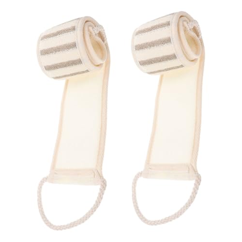 minkissy 2stücke Langer Körperpeeling-schwamm Mit Griff Rückenschrubber-handtuch Peeling-duschtuch Aus Leinen Waschlappen Für Ganzkörperpeeling Verlängertes von minkissy