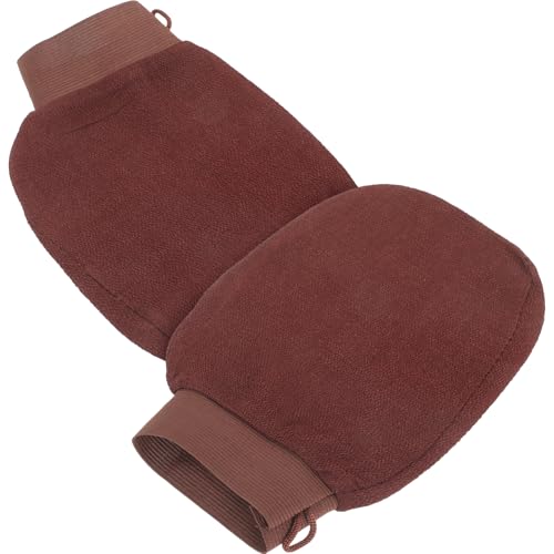 minkissy 2st Badetuch Schrubben Peeling-waschhandschuhe Babyhandtücher Peeling Mitt Schäumung Netz Peeling-handtuch Badeschwamm Handschuhe Duschhandtuch Kinderhandtücher Körper Rayon Brown von minkissy