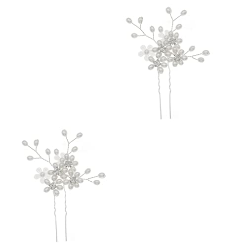 minkissy 2st Braut Haarnadel Blumenkopfschmuck Hochzeit Haarstäbchen Hochzeitshaarnadel Für Frauen Hochzeit Strass Haarnadel Für Bräute Perlenhaarnadel Für Die Hochzeit Kleid Stift Kristall von minkissy