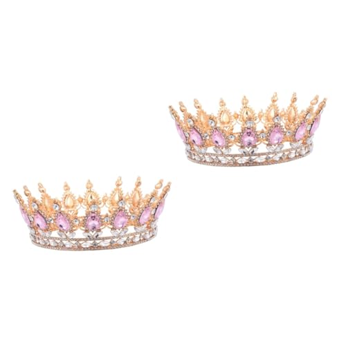 minkissy 2st Braut Tiara Aus Strass Hochzeitskrone Haarschmuck Hochzeit Für Die Braut Vintage Strass Tiara Krone Anziehen Hochzeit Strass Festzug Prinzessin Strass Für Haare Legierung Rosa von minkissy