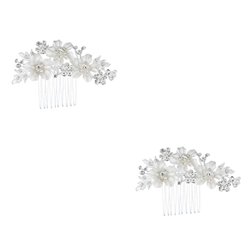 minkissy 2st Brautkamm Haarkämme Für Frauen Strass Hochzeit Kopfschmuck Kristall-haarschmuck Blumen Hochzeit Kopfschmuck Brautkopfschmuck Für Kupferdraht Französisch Fräulein Clip von minkissy