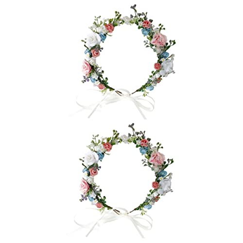 minkissy 2st Brautkranz Stirnband Kronen Stirnband Damen Stirnbänder Brautkopfschmuck Für Die Hochzeit Schleier Der Leichenbraut Rose Blumendekoration Kind Haar Schleife von minkissy