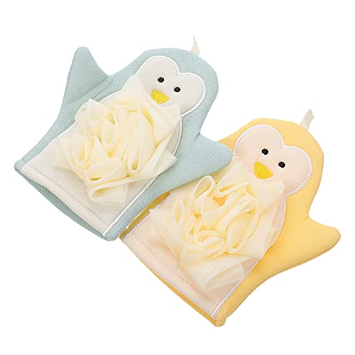 minkissy 2st Cartoon-badehandschuhe Handpuppenbad Waschen Duschhandschuhe Aus Schwammbaumwolle Beauty-peeling-handschuhe Fäustlinge Badehandschuhe Mit Textur Reinigungsschwamm Handtuch von minkissy