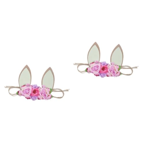 minkissy 2St Körbe für Kinder Stirnbänder für Kleinkinder Kinderkorb Gürtel für Kinder haarschmuck Tiara Haarband Ostern Kopfbedeckung Kaninchen-Kopfbedeckung die Blumen Stirnband Hase Baby von minkissy