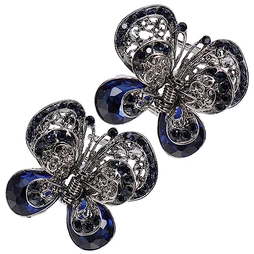 minkissy 2st Haarspange Aus Metallkristall Haarnadel Quaste Haarschmuck Für Mädchen Haarschleifen Für Mädchen Schmetterlingsklammern Für Haare Funkeln Haarspangen Funkelt Zinklegierung Blue von minkissy