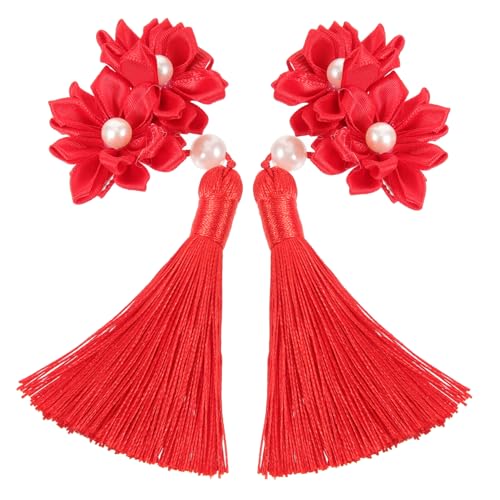 minkissy 2st Haarspangen Mädchen Quaste Haarspange Haarnadeln Große Haarspangen Für Frauen Gänseblümchen-haarspangen Haarspangen Für Mädchen Haarspangen Mit Strass Blumenhaarklammern Stoff von minkissy