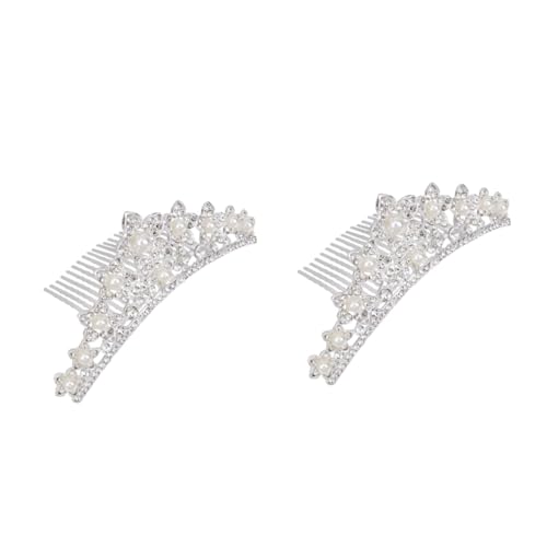 minkissy 2St Krone Haarkamm haarschmuck haar zubehör crowne Haargummis für Hochzeit Stirnband Haarklammer Haarspangen Frauen-Tiara Hochzeitsfestzug Tiara Perle Haarnadel Kopfbedeckung Kind von minkissy