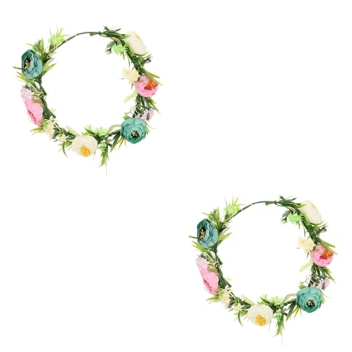 minkissy 2st Künstlicher Rosenkranz Brautblumen Blatt Stirnband Braut Hochzeitskleid Schleier Stirnband Kopfbedeckung Mit Blumengirlande Seidentuch Reisefotografie Jahrgang Baby von minkissy