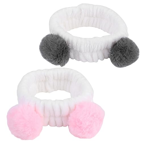 minkissy Bänder Für Erwachsene Damen Zöpfe 2 Stück Elastische Stirnbänder Für Damen Make-up-stirnband Haarband Flanell-kopftuch Zum Waschen Des Gesichts Grau von minkissy