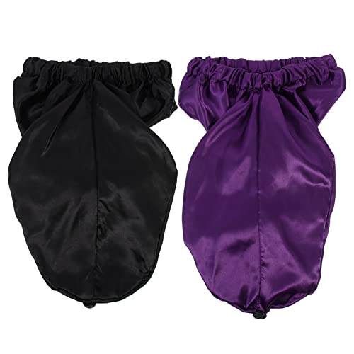 minkissy 2stücke Satin Schlafhaube Für Damen Verstellbare Und Atmungsaktive Haarhaube Für Nachtpflege Dusche Und Haarschutz Und Dunkellila von minkissy