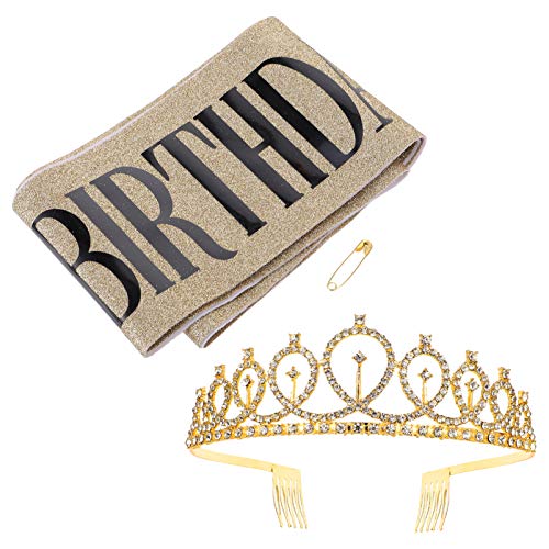 minkissy 2st Riemen Für Geburtstagsfeiern Geburtstagskrone Partykrone Hochzeitsdiademe Für Die Braut Strass Geburtstag Kronmänner Gold Prinzessin Krone Quinceanera-krone Legierungsmaterial von minkissy