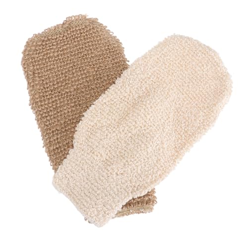 minkissy 2stücke Badehandschuhe Für Peeling Rückenbadeschrubber Aus Gewebter Jute Badereinigungstücher Für Tiefenreinigung Einfache Badezimmer-badetücher Tragbar Und Sicher von minkissy