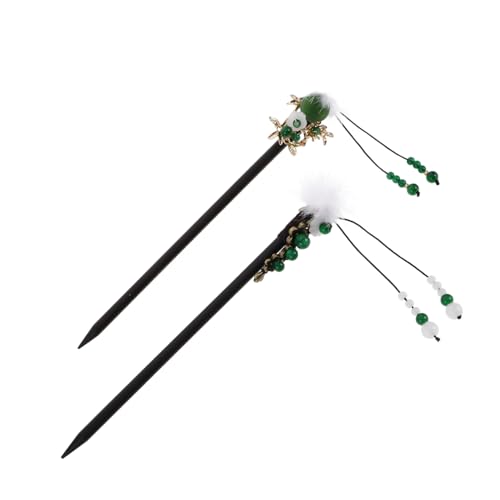 minkissy 2stücke Chinesische Holz-haarstäbe Retro-kopfschmuck Haarspange Mit Quaste Haarschmuck Für Frauen Und Mädchen Hanfu-stil Vintage-haarstäbchen Chinesische Haarstäbe Hölzerne von minkissy