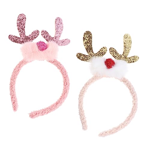 minkissy 2stücke Geweih Stirnband Weihnachten Haarreif Geweih Haarband Weihnachts Kopfschmuck Haarreif Weihnachts Haarschmuck von minkissy