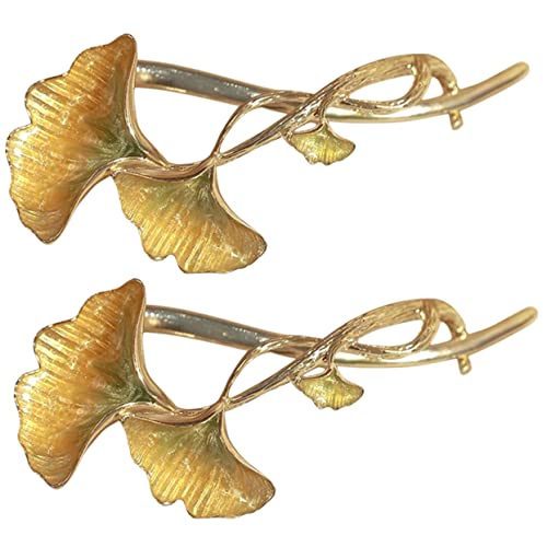 minkissy 2stücke Haarspange Mit Ginkgoblättern Haarschmuck Aus Metalllegierung Haarstyling-tool Für Damen Clip Für Hinten Passend Zu Verschiedenen Anlässen von minkissy