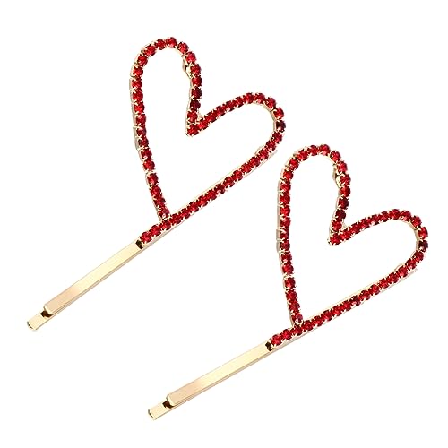 minkissy 2stücke Herzförmige Haarspangen Mit Strass Haarschmuck Für Damen Für Besondere Anlässe Und Stilvolle Frisuren Rot Aus Hochwertigem Legierungsmaterial von minkissy
