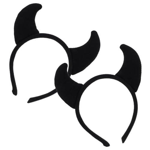minkissy 2stücke Hörner Kopfschmuck Haarreifen Aus Hochwertigem Material Schwarz Für Partyzubehör Stilvoller Haarschmuck Hörner-stirnbänder Accessoires Zur Dekoration von minkissy