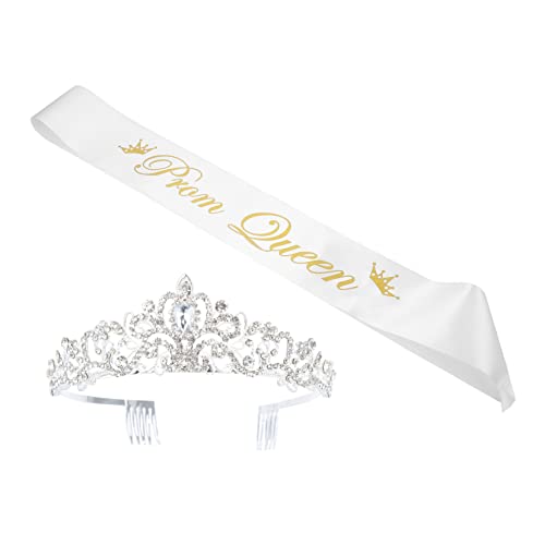 minkissy 2stücke Krone Set Mit Sash Aus Stoff Und Strass Für Abschlussball Hochzeiten Partys Hochwertige Damen Haarschmuck-kombination Für Besondere Anlässe von minkissy