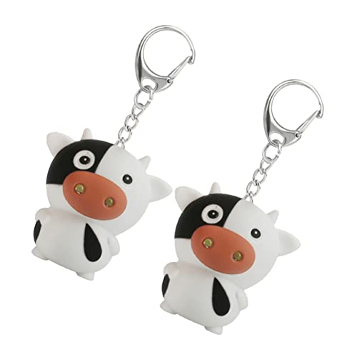 minkissy 2stücke Schlüsselring Mit Kuh-design Led-leuchtend Und Sound-funktion Schlüsselanhänger-dekoration Geeignet Für Rucksack Handtasche Und Geldbörse von minkissy