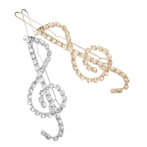 minkissy 2stücke Musiknote Haarspangen Mit Strasssteinen Haarbeutel Damen Haaraccessoires Zum Stylen Für Hochzeit Party von minkissy
