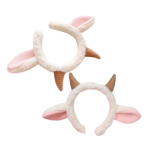 minkissy 2stücke Schafsohren Stirnband Kunstliche Tier Haarband Party Zubehör Schafsohren Modellier Stirnband Für Cosplay Festmahlzugarnitur von minkissy