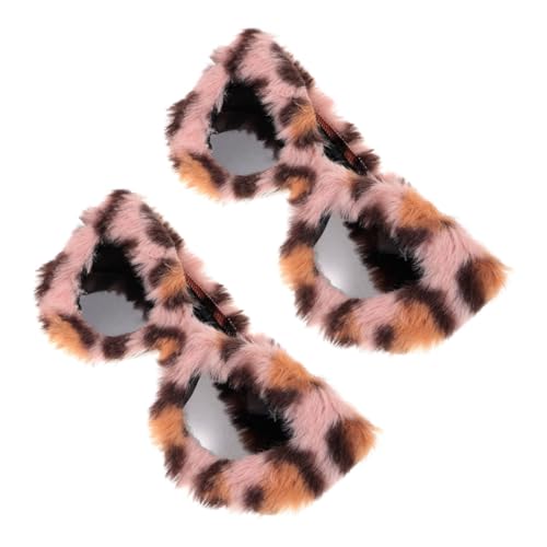 minkissy 2stücke Plüsch-sonnenbrille Mit Leopardenmuster Flauschige Cat-eye-partybrille Stil Pelzige Maskenballbrille Für Auffällige Looks von minkissy