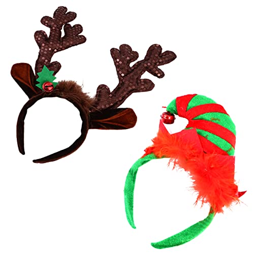 minkissy 2stücke Rentier-stirnbänder Für Weihnachten Weihnachtsgeweih-kopfbedeckung Weihnachts-haarreif Leicht Und Langlebig Für Weihnachts-feiern Und Fotoshootings von minkissy