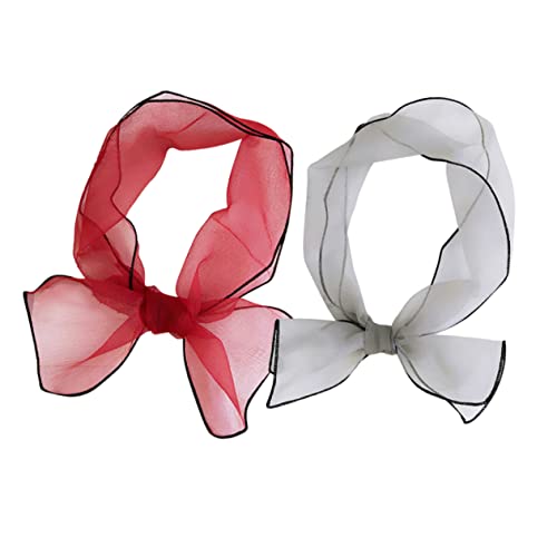 minkissy 2stücke Rot-weißer Schal Kleiner Quadratischer Organza-schal Für Frauen Modetuch Mit Klassischem Muster Angenehmer Textur Leicht Und Atmungsaktiv Als Oder Begleiter von minkissy