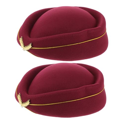 minkissy 2stücke Stewardessenhut Rot Flugbegleiterhut Stewardessenkappe Damenuniformmütze Cosplay-kostümzubehör Weicher Stoff Atmungsaktiv Geeignet Für Bühnenauftritte Und Formelle von minkissy
