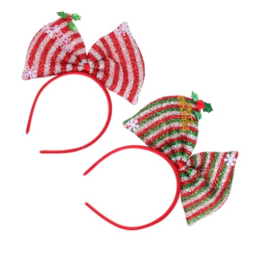 minkissy 2stücke Weihnachten Haarreif Mit Glitzer-schleife Stirnband Weihnachts-kopfschmuck Weihnachts-stirnband Weihnachts-haarschmuck von minkissy