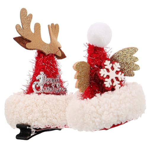 minkissy 2stücke Weihnachts Haarclips Geweih Haarspangen Plüschkopf Weihnachts Hut Clips Damen Haarschmuck Für Party Fotografie Weihnachtsfeier von minkissy