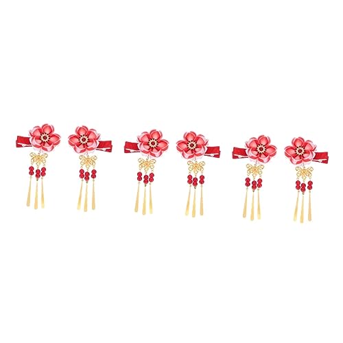 minkissy 3 Paare Haarnadel Haare Leuchten Weihnachten Blumen-haarschleifen Japanisch Haarspangen Mit Kanzashi-blumen Qipao-haar Bettwäsche Aus Baumwolle Chinesischer Stil Braut Haarklammer von minkissy