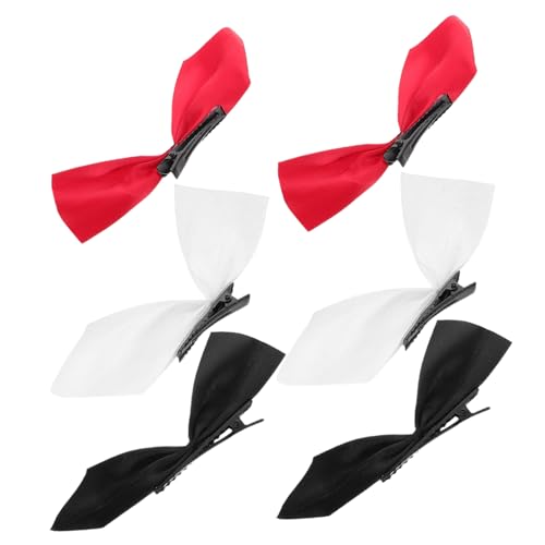minkissy 3 Paare Großes Haarschleifen Clip Pack Satin Haarspangen für Mädchen und zu Haaren für Reisen Schwarz Rot und Weiß Vielseitige Haaraccessoires von minkissy