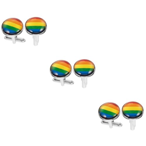 minkissy 3 Paare Regenbogen-Manschettenknöpfe ihn Männer Arm Smoking Ärmel Manschettenknöpfe herren Anzug Manschettenknöpfe coole Manschettenknöpfe Anzug Schmuck Zinklegierung von minkissy
