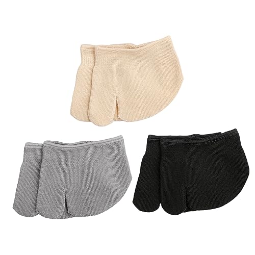 minkissy 3 Paare Rutschfeste Tabi-socken Vorfußpolstersocken Tabi-socken Mit Geteilter Halbsocken Mit Zehenschutz Getrennte Zehensocken Elasthan Damensocken Fräulein Hautfreundlich von minkissy