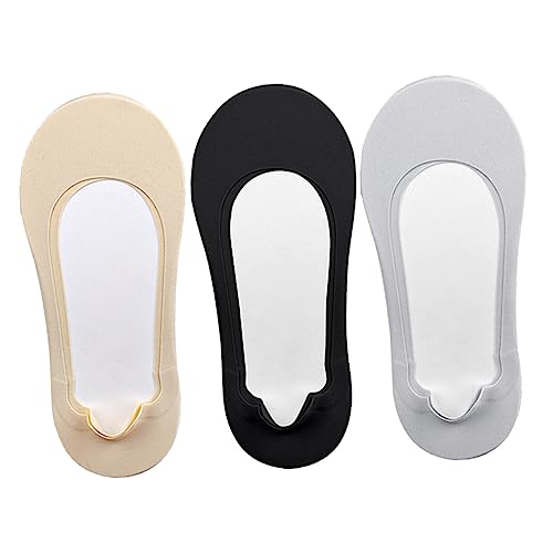 minkissy 3paare Unsichtbare Frauen Socken Atmungsaktive Niedrige Schnitt Komfortable Und Elastische Boot Socks Für Mädchen Beige Schwarz von minkissy