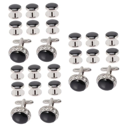 minkissy 3 Sätze Herren Manschettenknöpfe Teiliges Mit Strass Für Hemden Anzüge Und Hochzeiten Cufflinks Für Business Und Festliche Anlässe 8 Stücke * 3 von minkissy