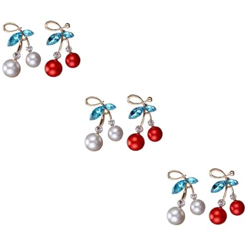 minkissy 3 Sätze Kirschbroschen Für Damen Metallbroschen Zur Dekoration Weiße Für Kleidung Taschen Accessoires 2 Stücke * 3 von minkissy