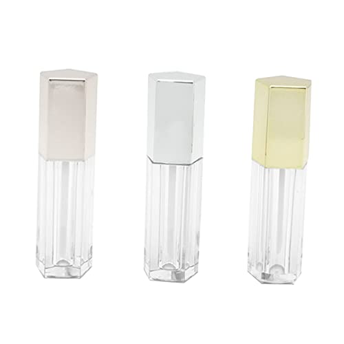 minkissy 9stücke Lippen Gloss Flasche Fünf-eckige Leere Lippenstift Und -röhrchen Für Damen Handgemachte Tragbare Tuben Silber Gold Roségold von minkissy
