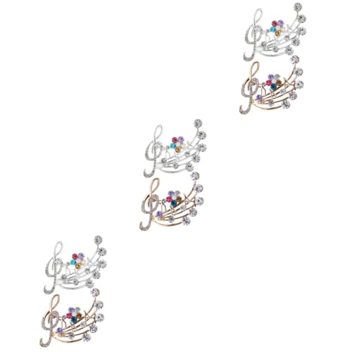 minkissy 3 Sätze Musiknoten Broschen Anstecknadeln Für Frauen Modisches Accessoire Für Hochzeiten Partys Besondere Anlässe Champagnergold Leicht Vielseitig 2 Stück * 3 von minkissy