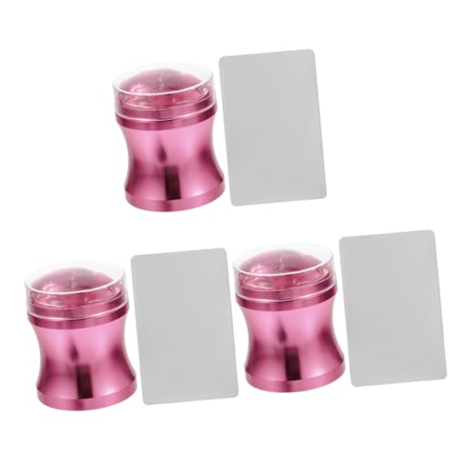 minkissy 3 Sätze Nailart-Stempel aus Silikon Nagelschaber Nagelset für Kinder Nail French Tip Tools Gelee-Nagelstempel Maniküre sterben Nagelwerkzeuge Siegel Briefmarke Rosa von minkissy